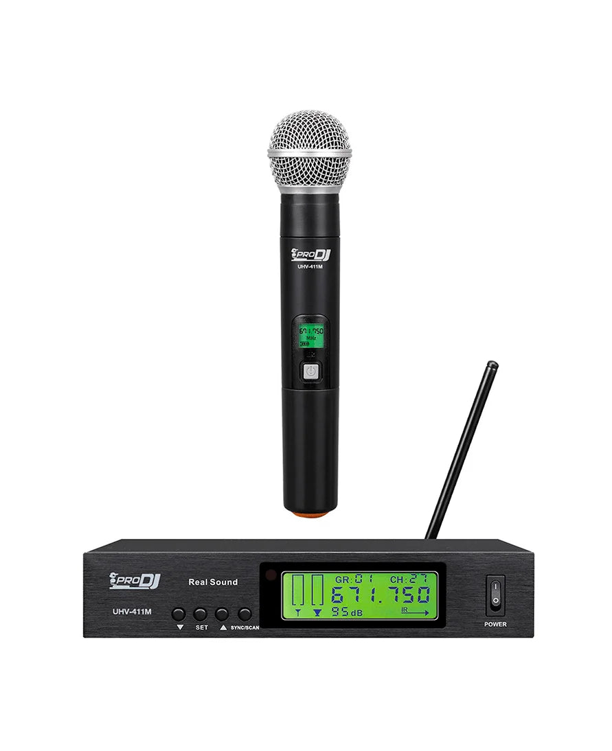 MICRÓFONO INALÁMBRICO DE MANO PRO DJ UHV-411M