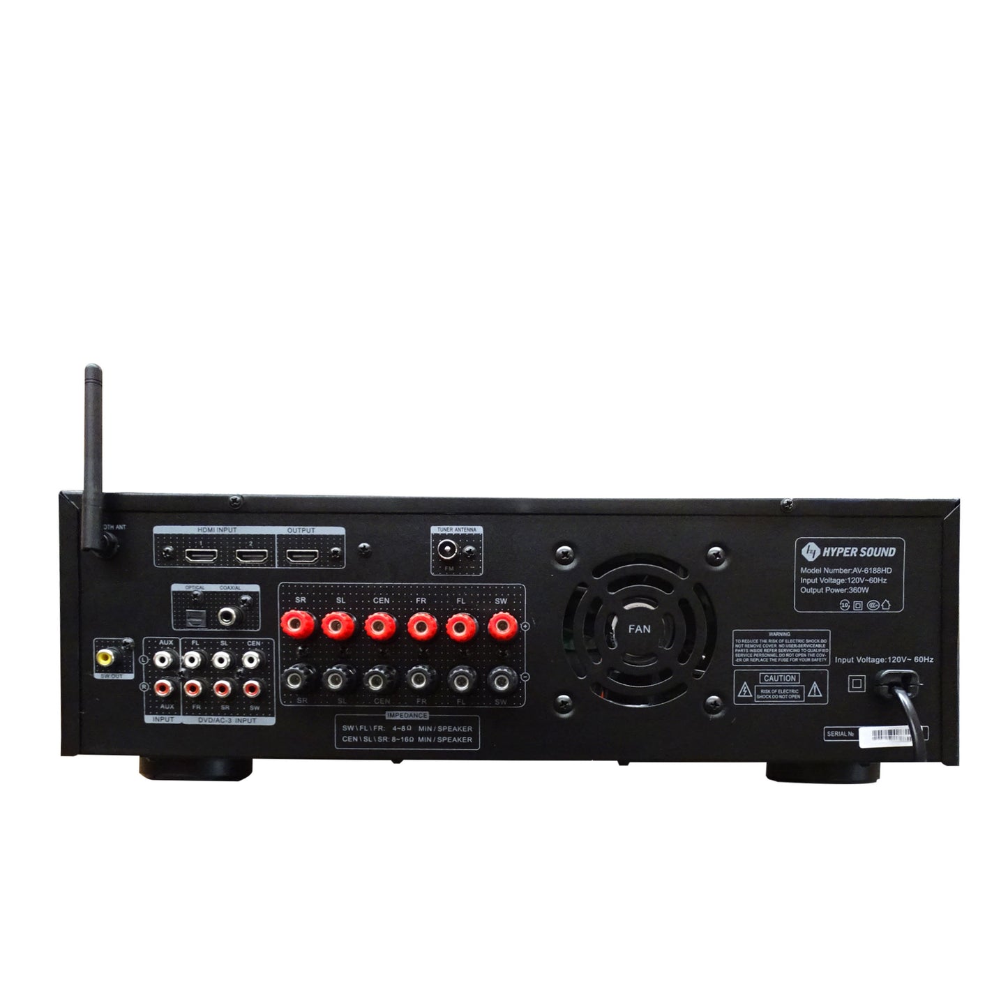 AMPLIFICADOR HI-FI 5.1 HYPER SOUND AV-6188HD