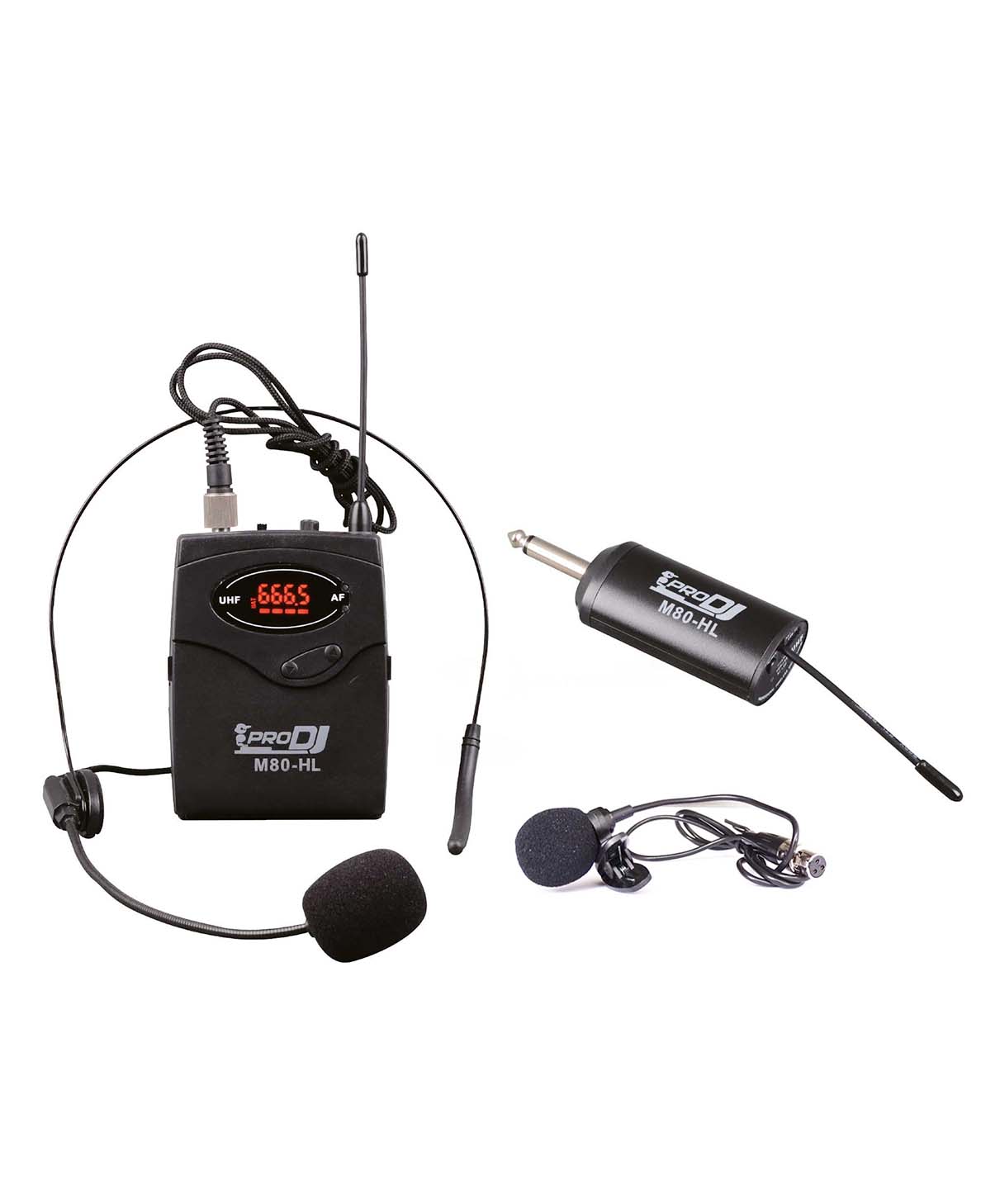 MICRÓFONO INALÁMBRICO PORTABLE DE DIADEMA/SOLAPA PRO DJ M80-HL