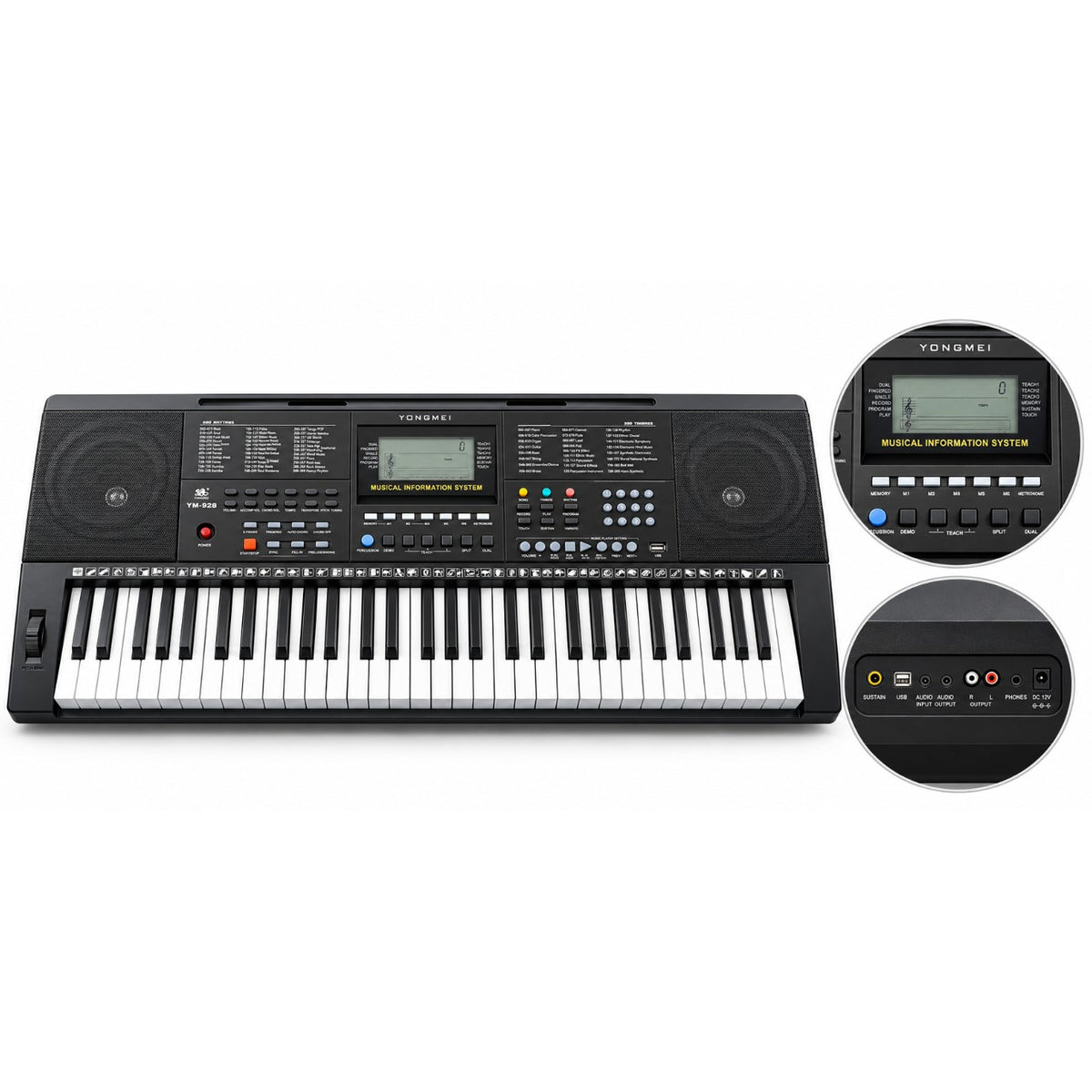 Teclado musical Ferrara 928 de 61 teclas sensible al tacto