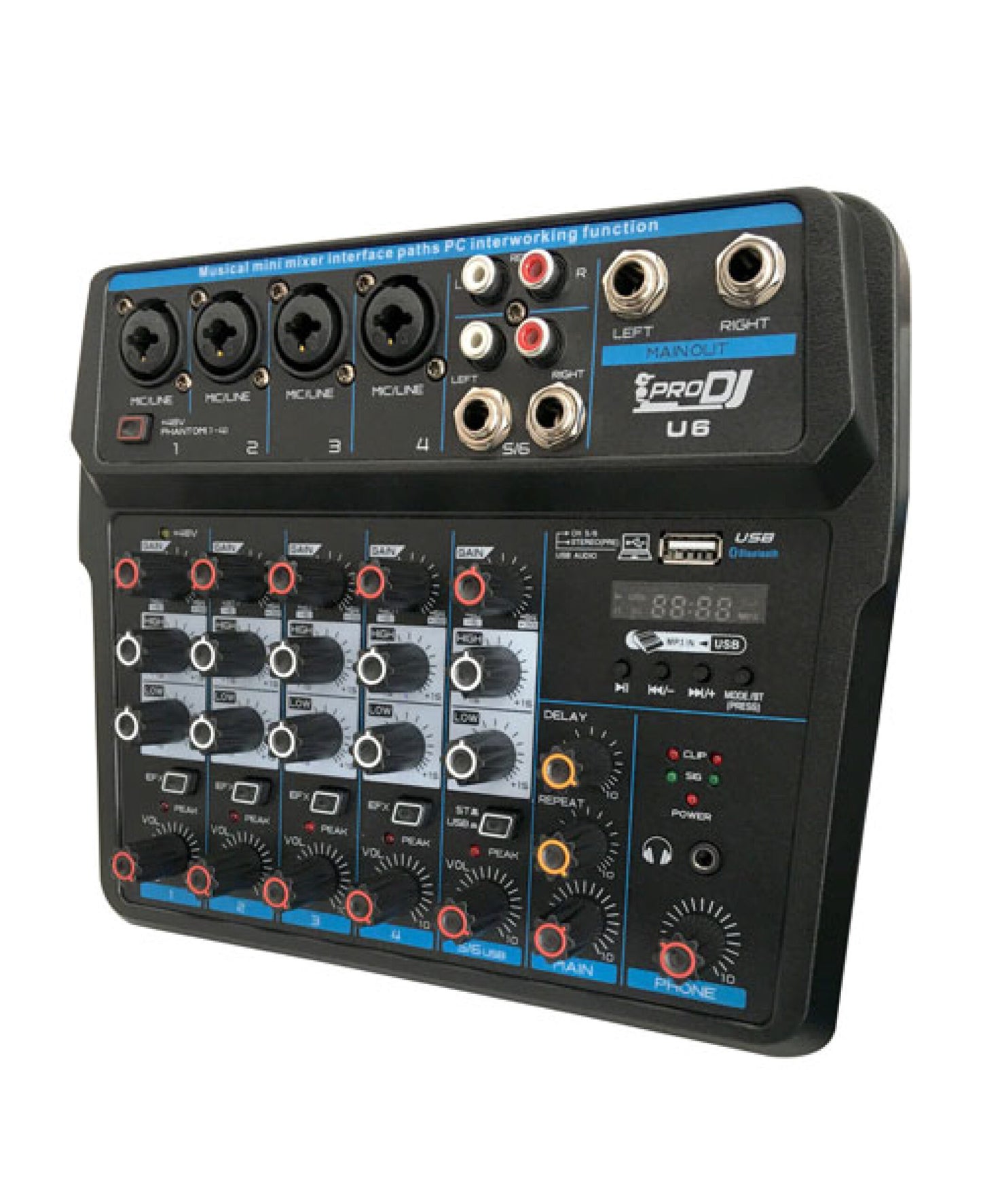 MEZCLADOR DE AUDIO ANÁLOGO PRO DJ U6
