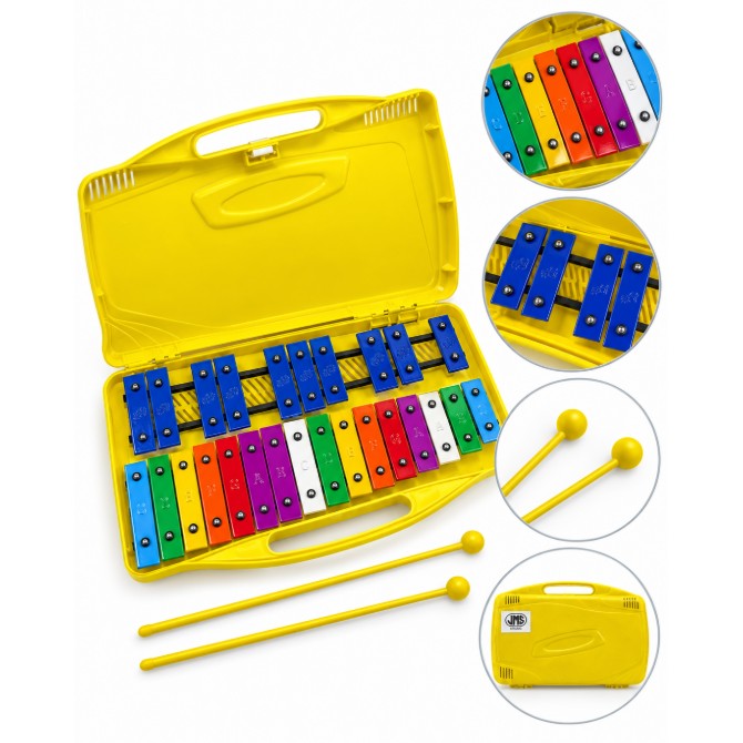 Xilófono infantil JMS TG25 con estuche amarillo