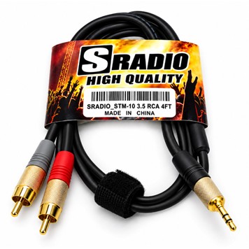Cable de audio 3.5 mm a 2 RCA de 4 pies