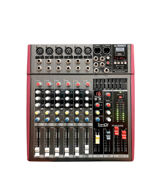 MEZCLADOR DE AUDIO ANÁLOGO ACTIVO PRO DJ PS-612USB