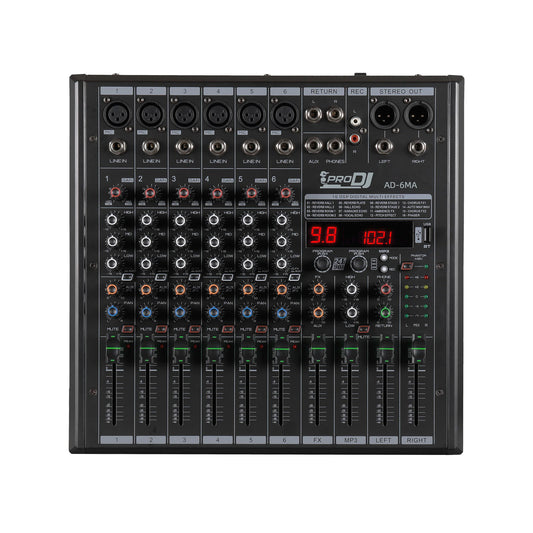 MEZCLADOR DE AUDIO ANÁLOGO ACTIVO PRO DJ AD-6MA