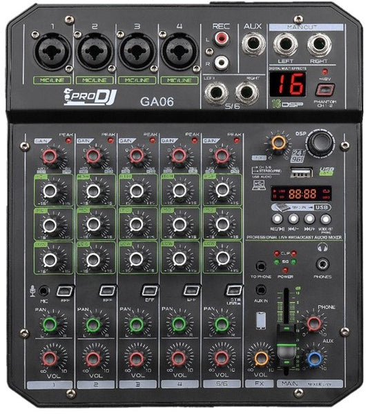 MEZCLADOR DE AUDIO ANÁLOGO PRO DJ GA06