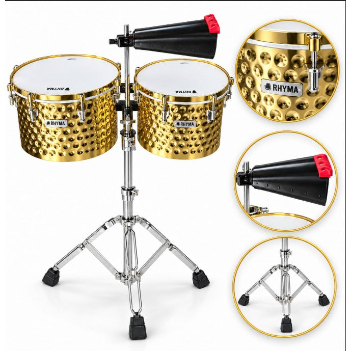Timbales Rhyma LT1415HGD Gold con base