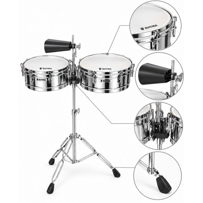 Timbales Rhyma STB1415LP-SL con base y campana