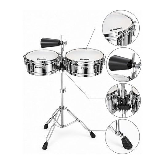 Timbales Rhyma STB1415LP-SL con base y campana